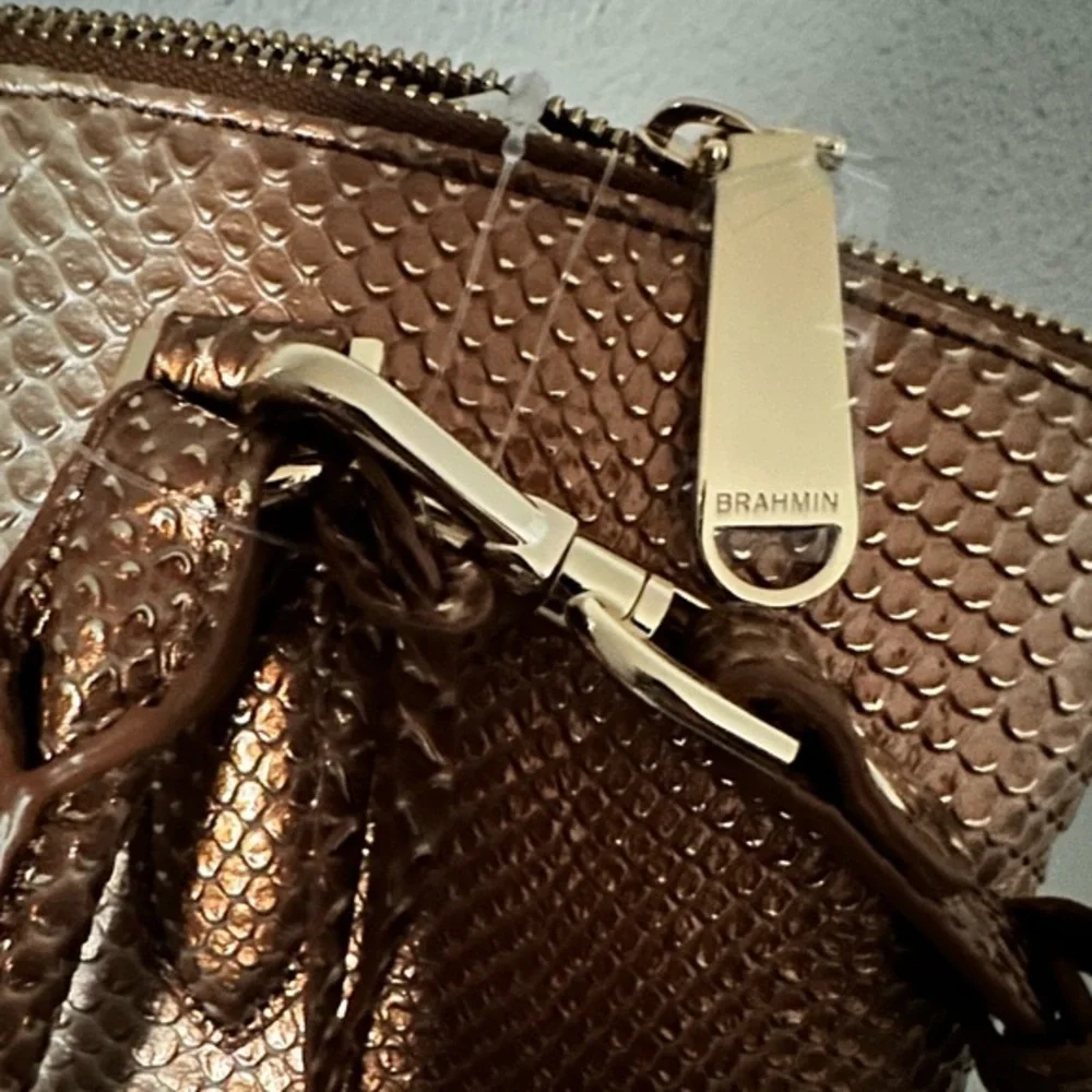 NWT‎ BRAHMIN DUXBURY SATCHEL CROC-EMBOSSED LEATHER SHOULDER BAG